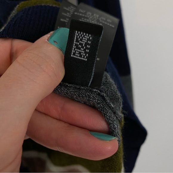 Ted Baker Sweater Mens Size Large 4 Navy Blue Stripe Long Sleeve Light Weight - Picture 8 of 9